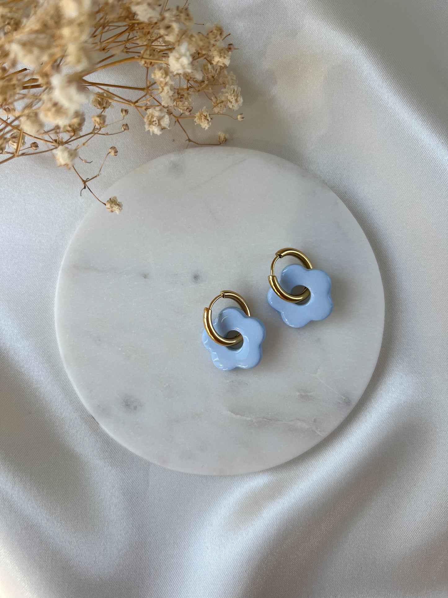 Boucles d'oreilles Pomponia bleu ciel