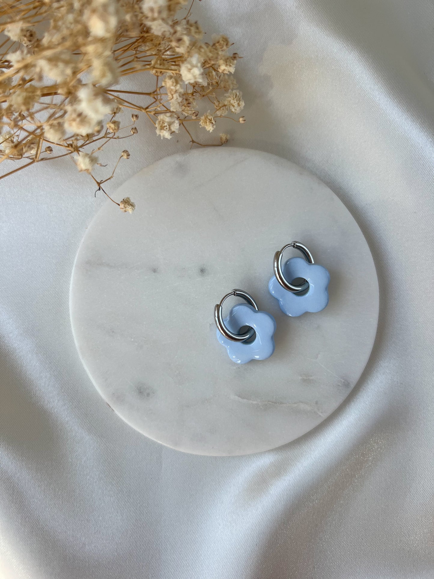 Boucles d'oreilles Pomponia bleu ciel