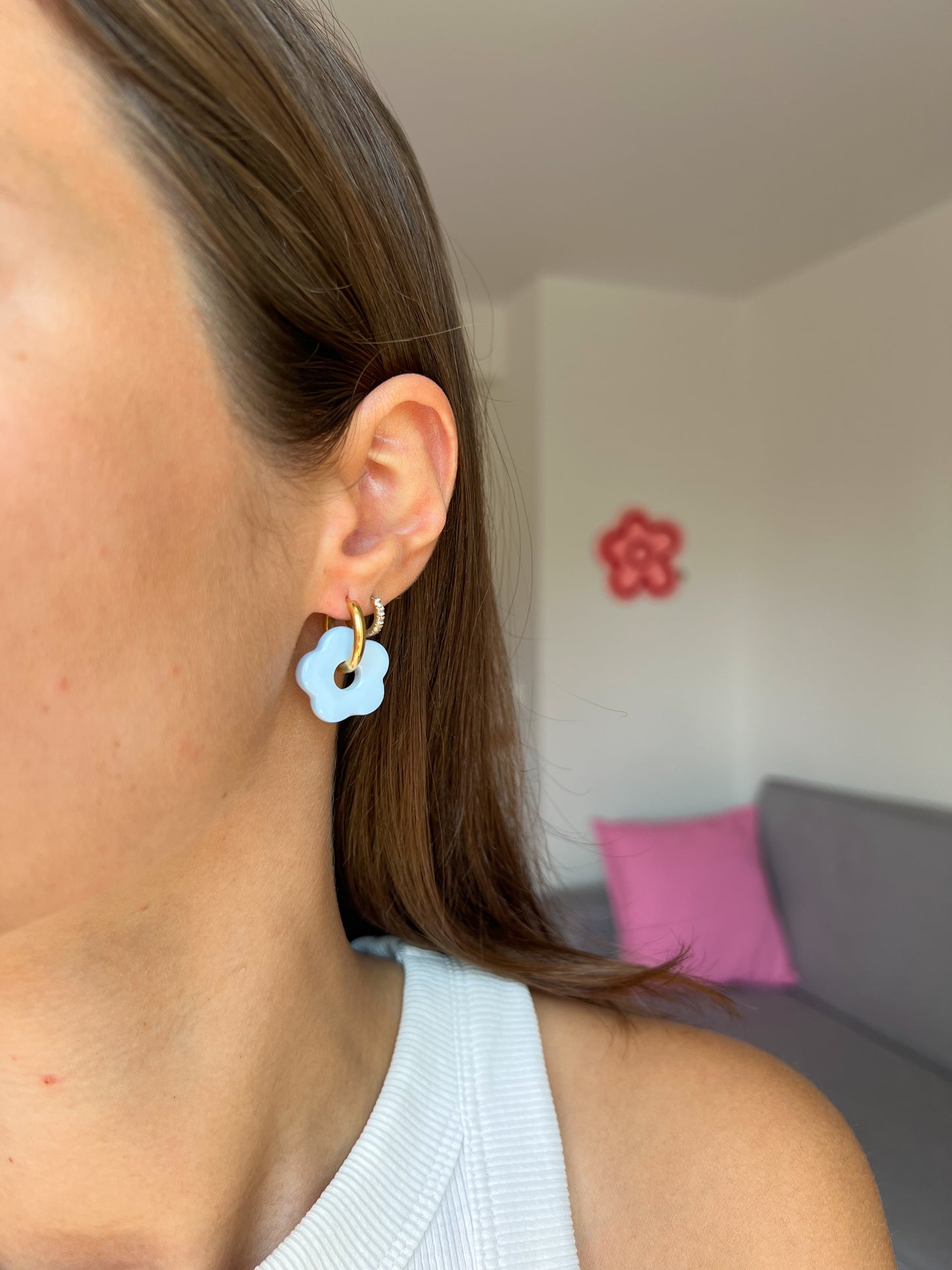 Boucles d'oreilles Pomponia bleu ciel