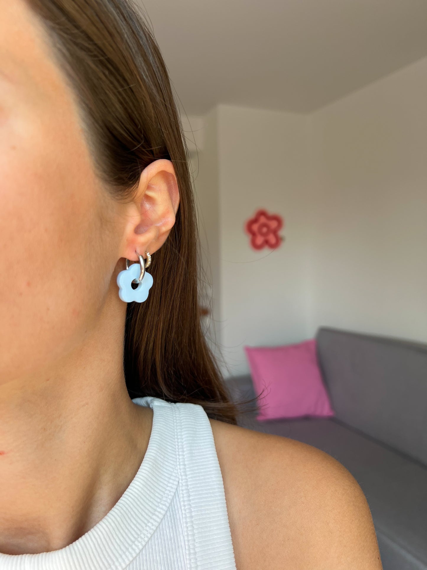 Boucles d'oreilles Pomponia bleu ciel