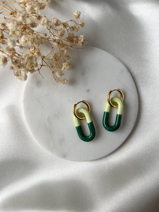 Boucles d'oreilles Ovales bicolores
