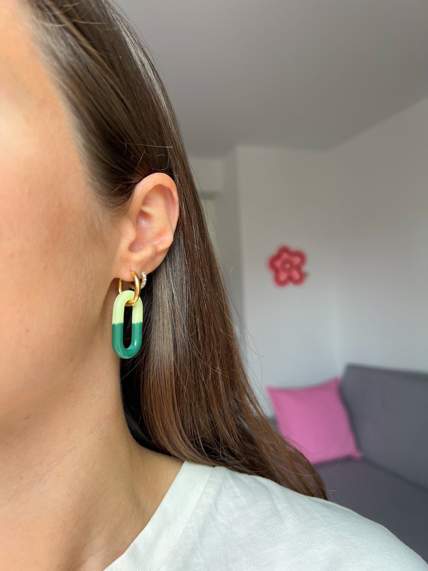 Boucles d'oreilles Ovales bicolores