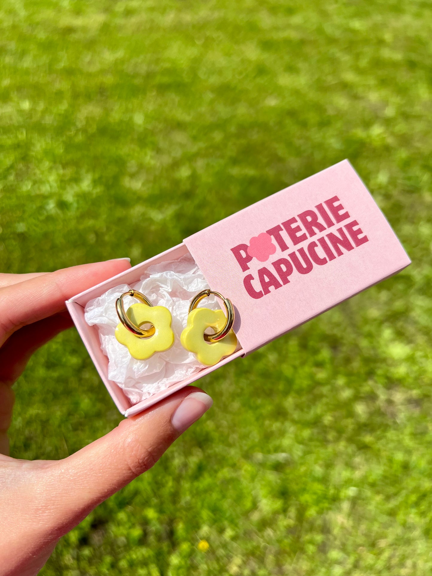 Boucles d'oreilles Pomponia jaune
