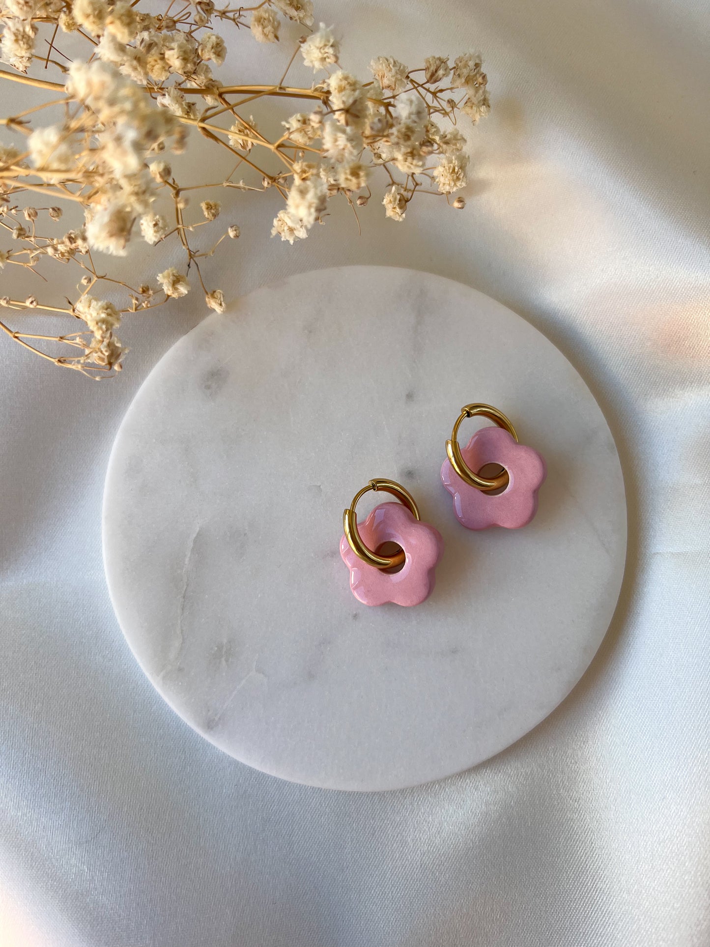 Boucles d'oreilles Pomponia rose