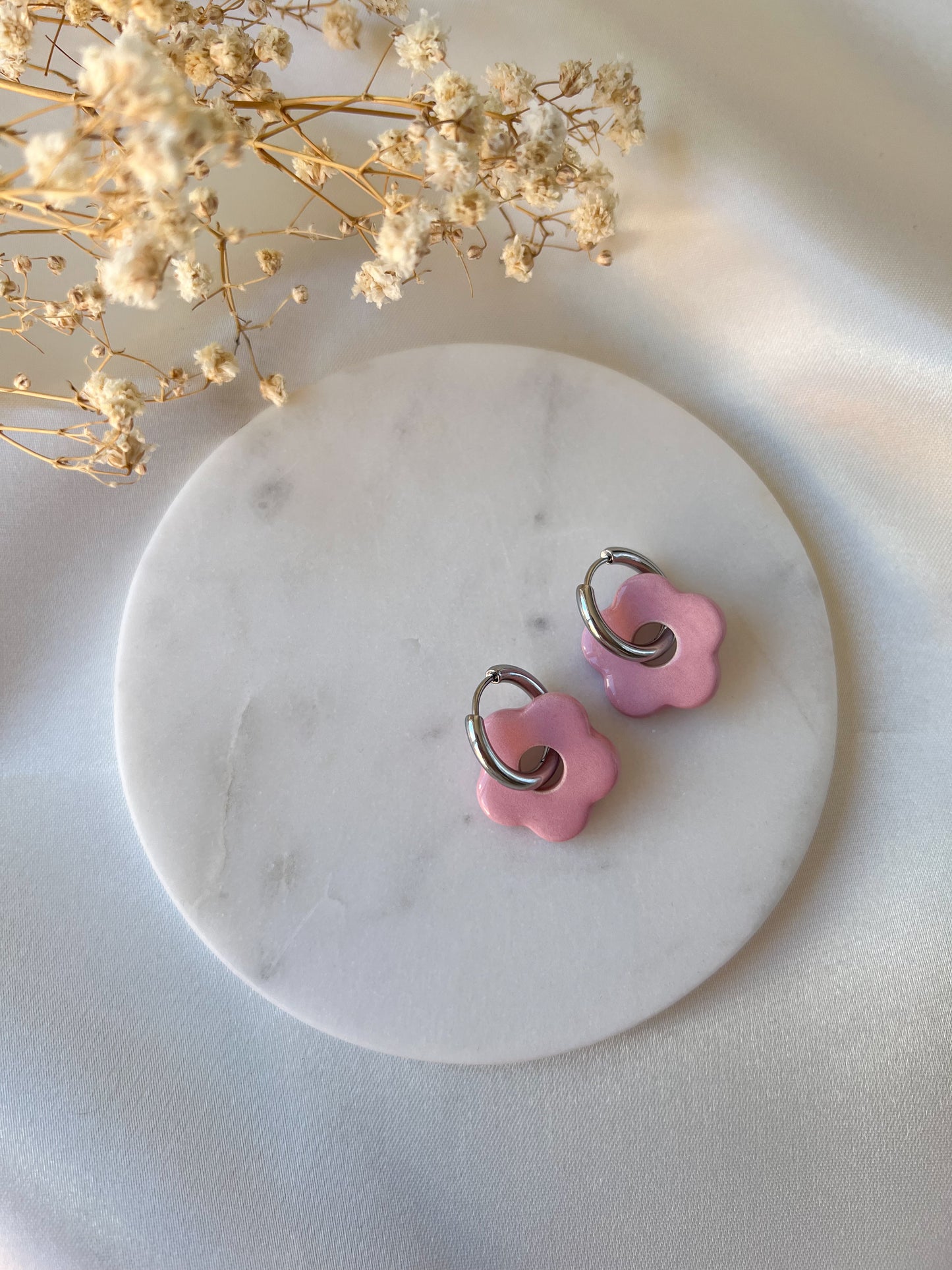 Boucles d'oreilles Pomponia rose