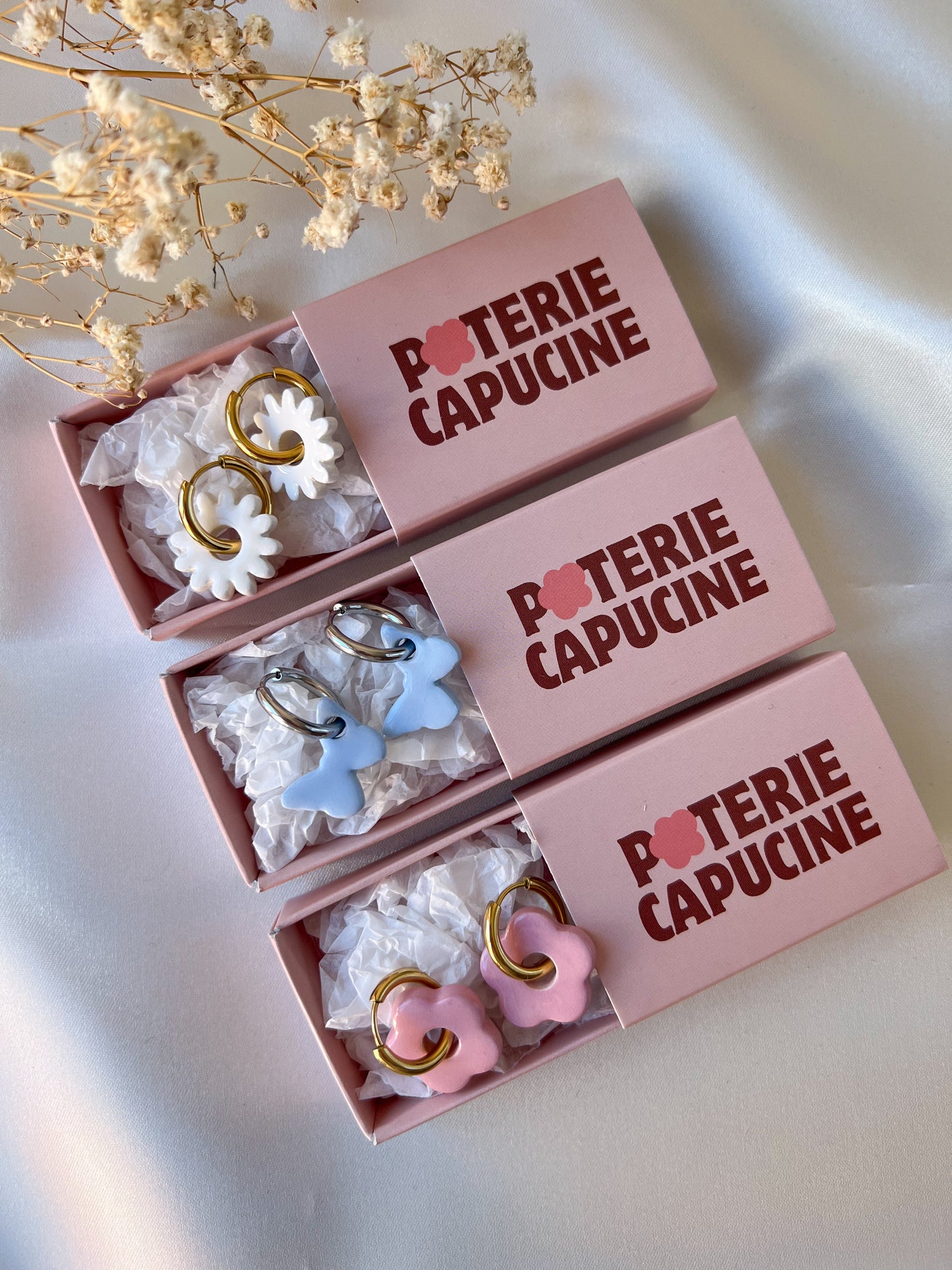 Boucles d'oreilles Pomponia rose