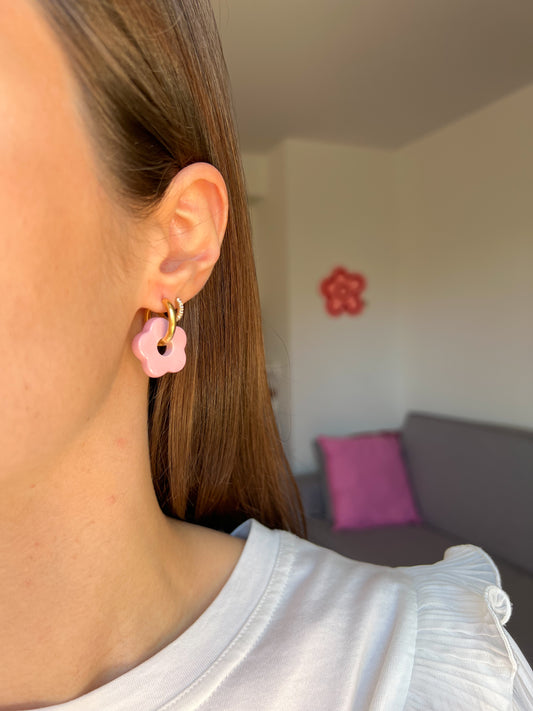 Boucles d'oreilles Pomponia roses