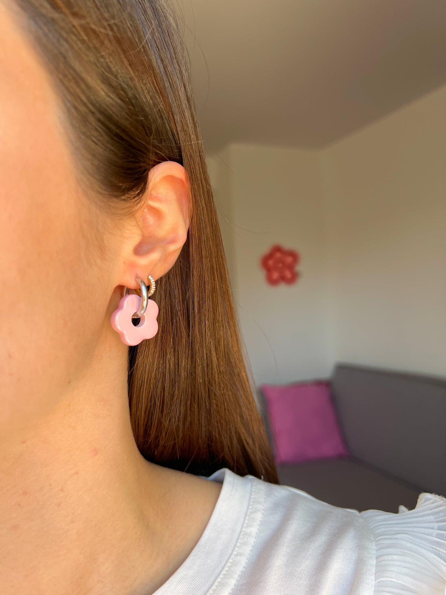 Boucles d'oreilles Pomponia roses